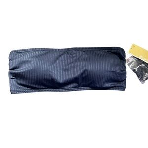 MICHAEL MICHAEL KORS true navy robbed bandeau hook back bikini swim top sz L NWT